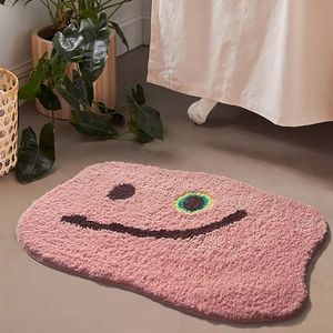 Rosa fluffig badrumsmatta nordisk mattan område matta badrum golv badkar sida mattor absorberande anti slip pad badmat dörrmatta heminredning 210301