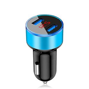 Wysokiej jakości A wyświetlacz LED Dual USB Car Charger Universal Telefon komórkowy Aluminiowa ładowarka do iPhone Pro Max Xiaomi Samsung