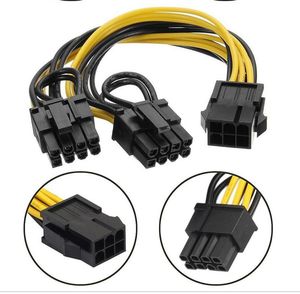 6pin-çift 8pin erkek pci ekspres 2 x pcie 8 (6+2) pin kadın grafikleri ekran kartı pci-e splitter hub güç kablosu