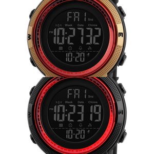 Nova Moda Luxo Esporte Relógio Homens Skmei Digital LED impermeável ao ar livre Drwatches Chrono Contagem regressiva Dual Tempo Relógios de pulso X0524