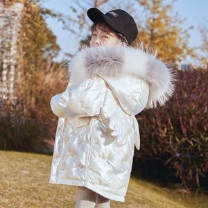 Cute infantil para baixo jaqueta design de moda pu médio estilo puro casaco de menina