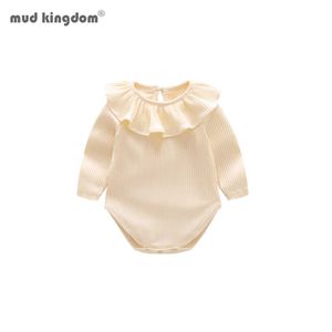 Mudkingdom outono nascido meninas bebê algodão bodysuit bagunçado de mangas compridas saco infantil saco de peido outfit 210615