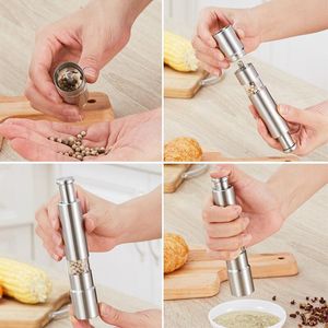 2021 Stainless Steel Pepper Mill Grinder Thumb Push Salt Pepper Grinder Manual Peppera Mill Machine Spice Sauce Grinders