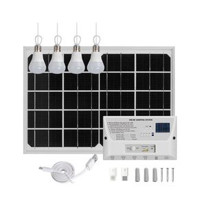 Solar Bulb Lamps USB Charger Home System Panel Generator Kit with 4 Bulbs Light 6000mah Power Bank For Indoor Outdoor Lighting