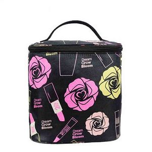 Nxy Cosmetic Bags Barrel Shaped Zipper Travel Fashion Women Make Up Makeup Case Necessaries Organizer Storage Pouch Toiletry 220303