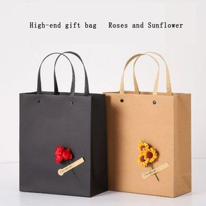 Gift Wrap Spot High-klass Kraft Paper Bag Custom Packaging Shopping Handväska