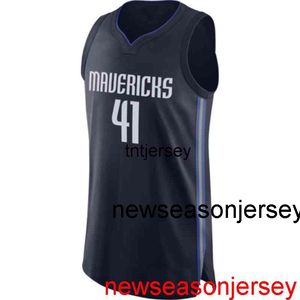 Billiga anpassade Dirk Nowitzki #41 Navy Jersey Stitched Mens Women Youth XS-6XL baskettröjor