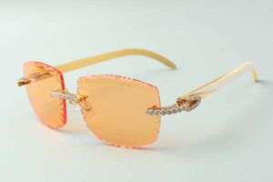 2021 Designers Sunglasses 3524023 Diamantes Endless Cuts Lens Natural Búfalo Búfalo Templos Templos, Tamanho: 58-18-140mm