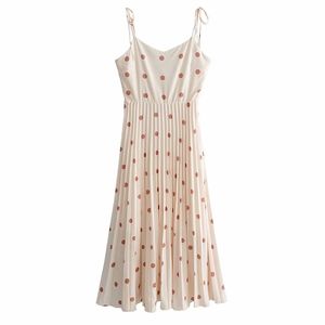 Sommar Kvinnor Klä Söt Chic Polka Dot Beach Sundress Sexig Söt Girls Strap Lång Casual Streetwear Outfit Vestidos 210531