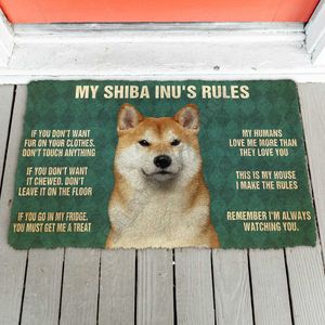 3D My Shiba Inu의 규칙 Doormat Non Slip 도어 바닥 매트 장식 Porch Doormat 210727