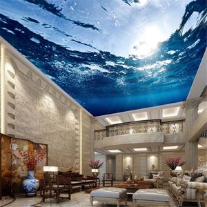カスタム任意のサイズ3D壁画壁紙水中世界吊り天井リビングルーム寝室の天井家の装飾