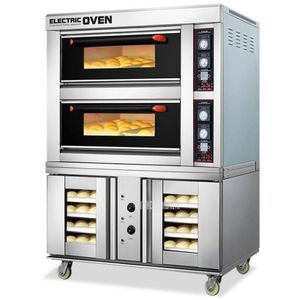 Elektrikli Fırınlar Ticari Fırın Pişirme ve Kazanan Fermantasyon Makinesi Pizza Ekmeği 2 Katmanlı 4 Tepsi Akıllı