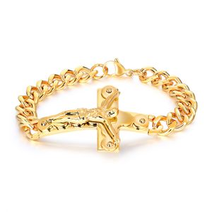 Crucix Cross Cning цепочка браслеты позолоченные желтые медные вера браслет для мужчин мода религиозные украшения