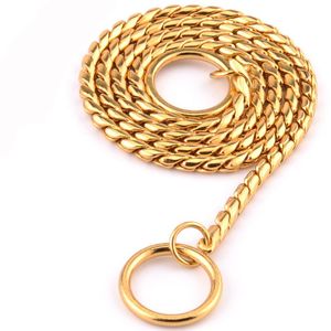 Collari per cani Guinzagli 7 Taglia Oro Argento Acciaio inossidabile P Catena Imbracatura serpente Collana attorcigliata Pet Show Training Choker Guinzaglio