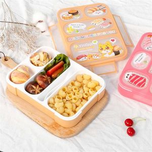 Child Lunch Box High Capacity Tableware Food Container Travel Hiking Camping Office School Leakproof Portable Bento 1000ML 211104