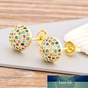 Top Quality Colorful Copper Zirconia Stud Earrings For Women Rainbow Jewelry Ladies New Trends Fashion Earrings Gift Factory price expert design Quality Latest