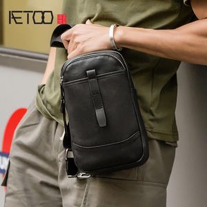 HBP Aetoo Leder Brusttasche, casual multifunktionale Männer Umhängetasche, Trend Herren Slant Bag