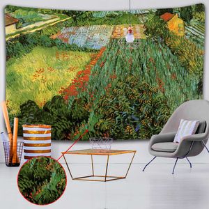 Van Gogh oil painting art psychedelic tapestry yoga mat knitted background cloth bedside wall hanging decorative mandala sal 210609