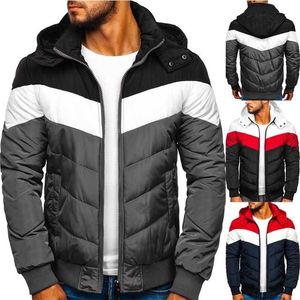 ZOGAA Mäns Puffer Jacka Windbreaker Casual Sports Vinter Mode Tryckt bomull Hooded Parka Coat 211214