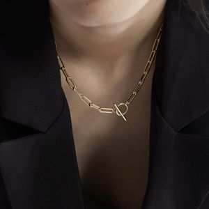 Collane con ciondolo Catena spessa punk Chiusura a levetta Cerchio misto oro per collana girocollo minimalista da donna