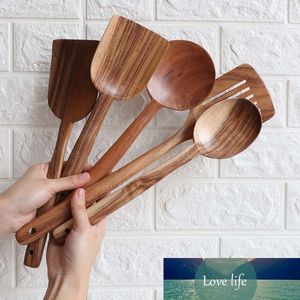 12 Shape Natural Wood Spoon Ladle Long Rice Soup Cooking Stirring Solid Wood Dessert Cookware Parts