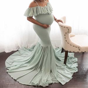 Maternity Dress Women Clothes Photography Long Pregnancy Dresses Ruffle Strap Props Clothes For Pregnant Women Off Shoulder Sexy
