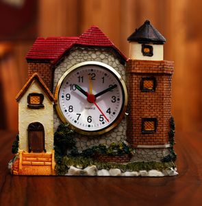 The latest table clock, medium-sized castle, villa alarm clock, creative craft ornaments, many styles to choose from, support for custom logos