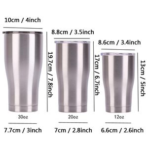 Paslanmaz Çelik Tumbler Kupası Kapaklı 30/20/12 oz Çift Duvar Vakum Şişesi Yalıtımlı Bira Kupası İçme Termosları Coffee XVT0225