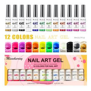 12 Colors Gel Paint Nail Art Product Set Led Uv Lamp Private Label Gel Polish