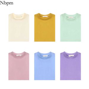 NBPM Candy Colors Top Fashion Spring Summer Women's T-shirts Kvinnlig Kläder Grundläggande Bomull Top Short Sleeve T-shirt 210529