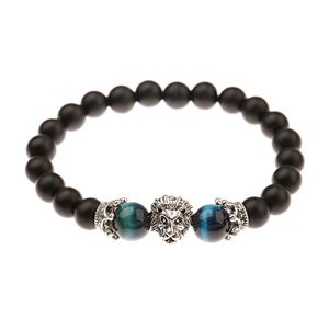 Belas Bilhetes Azul Tiger Beads Castanhas Pulseiras Antigas Ouro Prata Banhado Leão Cabeça Charme Pulseira Jóias