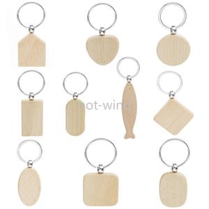 DHL Beech Wood Keychain Party Favoriter Blank Personlig Skräddarsy Tag Namn ID Pendant Key Ring Buckle Creative Birthday Present EE