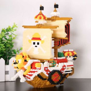 Magnetism 2385pcs+ Thousand Sunny Mini Brick One Piece Pirates Ship Figures 3D Model Anime Micro Building Block Toy For Kids Birthday Gift Q0723