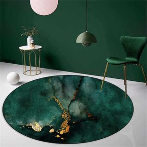 Carpets Modern Dark Green Luxury Round Carpet Abstract Turquoise 3D Print Living Room Rugs Bed Foot Mat RC04