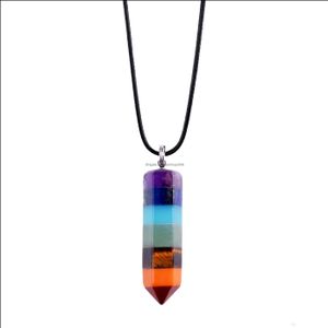 Necklaces & Pendants Jewelry7-Color Gem Chakra Yoga Pendant Ladies Three-Piece (Earring Necklace Keychain) Drop Delivery 2021 Sixf7