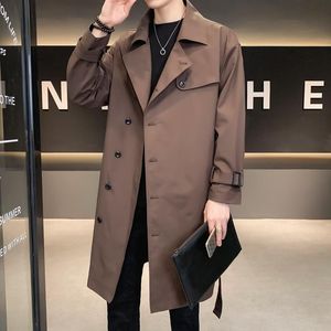 Men's Trench Coats 2021 Autumn And Winter Mid-length Windbreaker Korean Style Self-cultivation British Casual Loose Coat Jacket Men