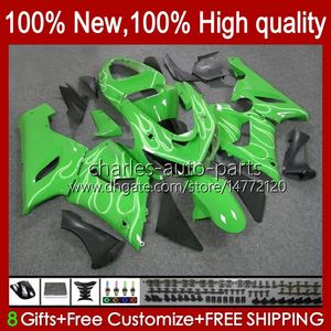 Полные обтекалки для Kawasaki Ninja ZX600C ZX-600 ZX 6R 600CC 6 R ZX636 05-06 CUDEWORK 7NO.36 ZX-636 600 CC ZX6R 05 06 ZX600 ZX 636 ZX-6R 2005 2006 OEM Bodys Kit Silvery Flame