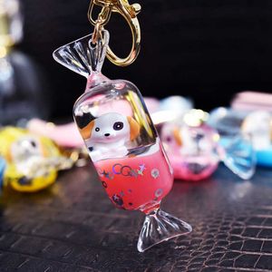 Acrylic Oiled Candy Keychain Pendant Cute Doll Puppy Car Key Ring Bag Accessories Small Gifts G1019