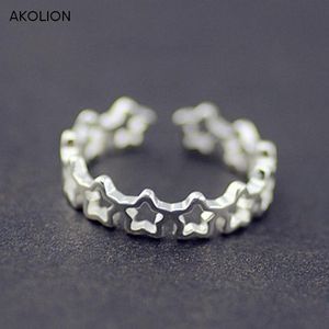 Anéis de casamento Sweet Silver Color Hollow Star Moda de moda de moda Ringue para mulheres joias de meninas