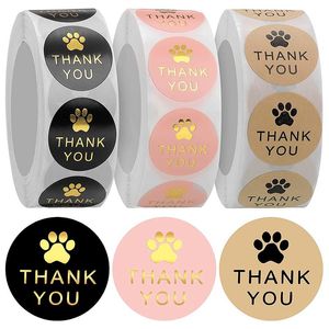 Wall Stickers Round Kraft Paws Print Thank You Labels Stickers Dog Claw Labels Present For Sealing And Decoration