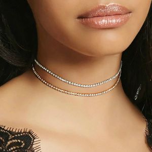 Einfache Halskette Kristall Halsband Mode Luxus Schmuck für Frauen Glänzende 1 Reihe Runde Offenen Kragen Strass Halskette Halsband J0312