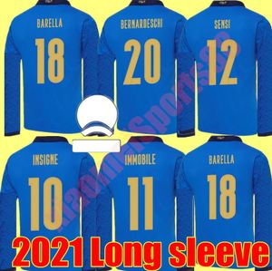 2021 Włochy Jersey z długim rękawem z długim rękawem Dalej Jorginho El Shaarawy Bonukci Insigne Bernardeschi Dorosłych Koszulki piłkarskie