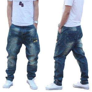 Trendy Harem Jeans Man Camouflage Patch Pocket Denim Pants Loose Baggy Cargo Pants Joggers Trousers Hip Hop Jeans Men Clothing 210622