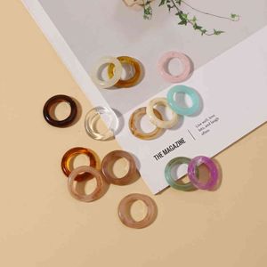 Bunte Acrylharz Frauen Ringe Teen Mädchen Korea Modeschmuck Vintage Chic Marmor Muster Hochzeit Party Weiblichen Ring Damen G1125