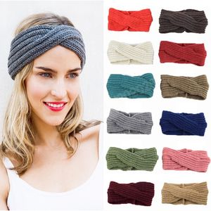Kadın Moda Örme Kafa Katı Renk Kış Sıcak Yün Elastik Hairbands Uygun Yüz Yıkama Şapkalar Saç Aksesuarları