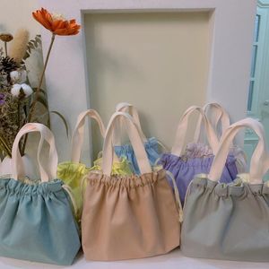 Cosmetic Bags Cases Plain Simple Japanese Lunch Beam Port Box Bag Canvas Drawstring Cute Handbag Cloth Lightweight Niche Versatile Keep Wa