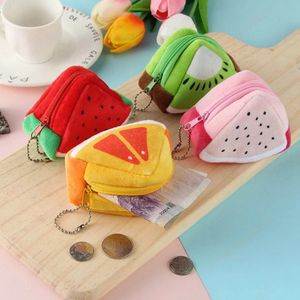 Cute Women Girl Coin Purse Fruit Shape Zipper Plush Change Bag small Money Bag ID Card Holder Girls Hand Pocket Wallets