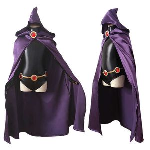Vuxen anime Titans Raven Cosplay Kostymer Jumpsuits Cloak Belt Party Halloween Fancy Ball Suit Y0903