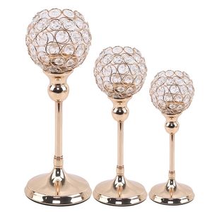 Metal Candle Holders Candlestick Crystal Coffee Dining Table Centerpieces Stand Candlesticks Wedding Christmas Home Decoration 210722