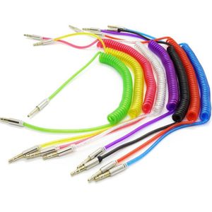 3.5mm AUX Transparent Spring Cables Male Stereo Car Extension Audio Cable For MP3 MP4